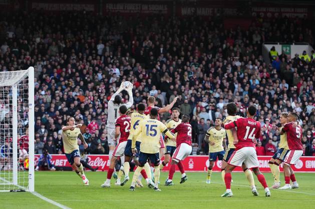 David Raya of Arsenal catches the ball following a corner Nottingham Forest v Arsenal, Premier League, Football, The City Ground, Nottingham, UK - 18 Oct 2026Nottingham The City Ground United Kingdom EDITORIAL USE ONLY No use with unauthorised audio, video, data, fixture lists, club league logos or live services. Online in-match use limited to 120 images, no video emulation. No use in betting, games or single club league player publications.  Copyright: xWiredxPhotos Shutterstockx 17222726ad