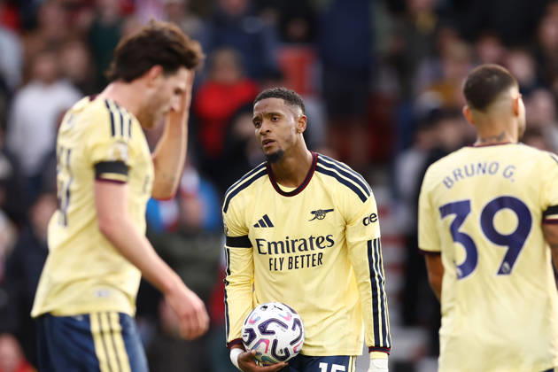 Nottingham Forest gegen Arsenal, 18. Oktober 2026, Nottingham, Premier League, Fußball, Nottingham Forest gegen Arsenal, Ezri Konsa von Arsenal wirkt niedergeschlagen, Foto: Jacques Feeney, Abseits, Nottingham, Großbritannien  Copyright: xJacquesxFeeneyx xOffsidexOffside