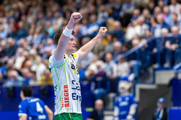 Oskar Sunnefeldt, Frisch Auf Göppingen, 27, celebrates; GER, TBV Lemgo Lippe vs. Frisch Auf Göppingen, Handball, 1st Bundesliga, Matchday 9, 2026–2027 season, October 18, 2026 GER, TBV Lemgo Lippe vs. Frisch Auf Göppingen, Handball, 1st Bundesliga, Matchday 9, 2026–2027 season, October 18, 2026 Lemgo Copyright: xEibner-Pressefoto JanxRollingerx EP_JSK