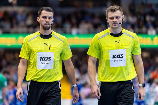 L R Jannik Rips, Referee; Konrad Gimmler, Referee (GER), TBV Lemgo Lippe vs. Frisch Auf Göppingen, Handball, 1st Bundesliga, Matchday 9, 2026–2027 Season, October 18, 2026, GER, TBV Lemgo Lippe vs. Frisch Auf Göppingen, Handball, 1st Bundesliga, Matchday 9, 2026–2027 season, October 18, 2026, Lemgo Copyright: xEibner-Pressefoto JanxRollingerx EP_JSK