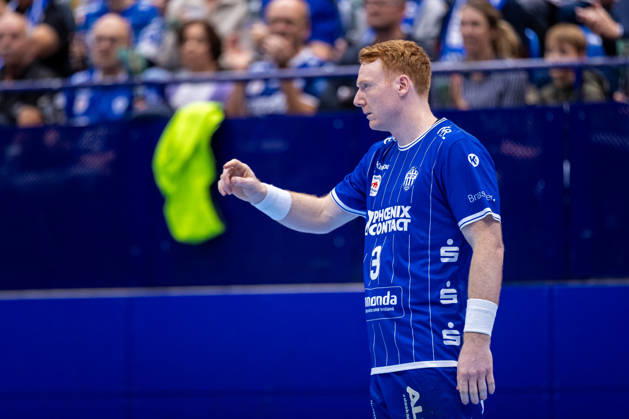 Nicolai Theilinger, TBV Lemgo Lippe, No. 03, gesturing; GER, TBV Lemgo Lippe vs. Frisch Auf Göppingen, Handball, 1st Bundesliga, Matchday 9, 2026–2027 season, October 18, 2026, GER, TBV Lemgo Lippe vs. Frisch Auf Göppingen, Handball, 1st Bundesliga, Matchday 9, 2026–2027 season, October 18, 2026, Lemgo Copyright: xEibner-Pressefoto JanxRollingerx EP_JSK