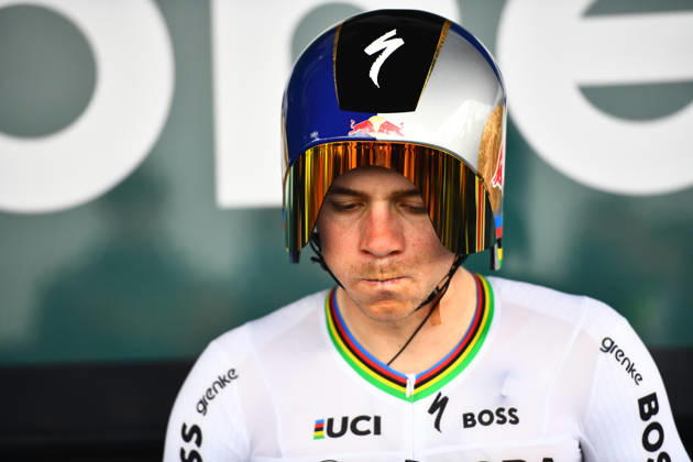 October 18, 2026, Les Herbiers, Pays De La Loire, France: Red BullÃBoraÃHansgrohes Belgian rider Remco Evenepoel competes in the Chrono des Nations in Les Herbiers, France, on October 18, 2026. Chrono Des Nations  - ZUMAh284 20261018_znp_h284_011 Copyright: xRonanxHoussinx