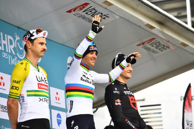 October 18, 2026, Les Herbiers, Pays De La Loire, France: Red BullÃBoraÃHansgrohes Belgian rider Remco Evenepoel competes in the Chrono des Nations in Les Herbiers, France, on October 18, 2026. Les Herbiers France - ZUMAh284 20261018_znp_h284_001 Copyright: xRonanxHoussinx