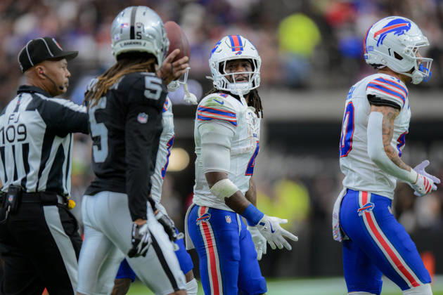 October 18, 2026, Las Vegas, Nevada, USA: During week 6 NFL, American Football Herren, USA game at the Allegiant stadium in Las Vegas. The Buffalo Bills Defeated The Las Vegas Raiders 33-30  - ZUMAo117 20261018_zsp_o117_038 Copyright: xMikaelxOnax
