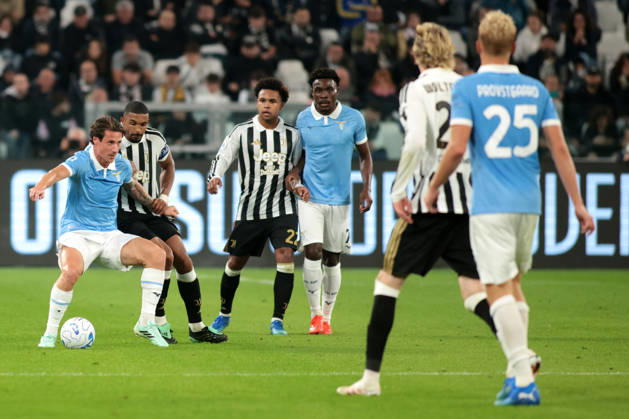 2026-10-18 Juventus FC v SS Lazio - Serie A 2026 27 TURIN, ITALY - OCTOBER 18: Andrea Pinamonti of SS Lazio, Gleison Bremer of Juventus during the Serie A 2026 27 match between Juventus FC and SS Lazio at Allianz Stadium on October 18, 2026 in Turin, Italy. (Photo by Nderim Kaceli BSR Agency) Turin Italy Content not available for redistribution in The Netherlands directly or indirectly through any third parties. Copyright: xBSRxAgencyx