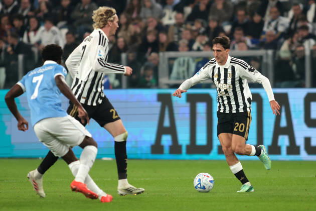 2026-10-18 Juventus FC v SS Lazio - Serie A 2026 27 TURIN, ITALY - OCTOBER 18: Andrea Cambiaso of Juventus during the Serie A 2026 27 match between Juventus FC and SS Lazio at Allianz Stadium on October 18, 2026 in Turin, Italy. (Photo by Nderim Kaceli BSR Agency) Turin Italy Content not available for redistribution in The Netherlands directly or indirectly through any third parties. Copyright: xBSRxAgencyx