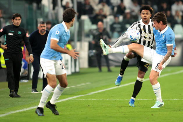 2026-10-18 Juventus FC v SS Lazio - Serie A 2026 27 TURIN, ITALY - OCTOBER 18: Weston McKennie of Juventus, Andrea Pinamonti of SS Lazio during the Serie A 2026 27 match between Juventus FC and SS Lazio at Allianz Stadium on October 18, 2026 in Turin, Italy. (Photo by Nderim Kaceli BSR Agency) Turin Italy Content not available for redistribution in The Netherlands directly or indirectly through any third parties. Copyright: xBSRxAgencyx