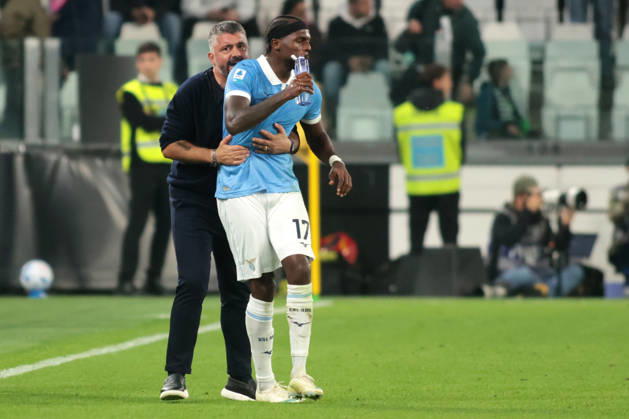 2026-10-18 Juventus FC v SS Lazio - Serie A 2026 27 TURIN, ITALY - OCTOBER 18: Coach Gennaro Gattuso of SS Lazio, Nuno Tavares of SS Lazio during the Serie A 2026 27 match between Juventus FC and SS Lazio at Allianz Stadium on October 18, 2026 in Turin, Italy. (Photo by Nderim Kaceli BSR Agency) Turin Italy Content not available for redistribution in The Netherlands directly or indirectly through any third parties. Copyright: xBSRxAgencyx