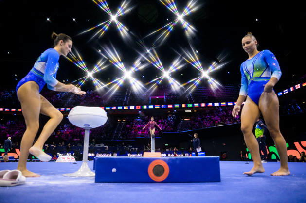 261019 Editor s note: An on-camera star filter was used to create this image. Vita Prijanovic of Slovenia, Fabiola Diaz of Peru, and Lucija Hribar of Slovenia compete in the women s balance beam qualifying round on the third day of the 2026 Artistic Gymnastics World Championships on October 19, 2026 in Rotterdam. Photo by Joel Marklund, BILDBYRÅN, code JM JM0860 bbeng artistic gymnastics artistic gymnastics gymnastics world championships women’s artistic gymnastics artistic gymnastics gymnastics world championships women’s  Copyright: JOELxMARKLUND BB261019JM068