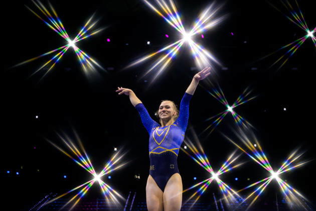 261019 Editor’s note: An on-camera star filter was used to create this image. Alva Eriksson of Sweden competes in the women’s balance beam qualifying round on the third day of the 2026 Artistic Gymnastics World Championships on October 19, 2026 in Rotterdam. Photo by Joel Marklund, BILDBYRÅN, code JM JM0860. women’s balance beam, artistic gymnastics, gymnastics, World Championships, women’s artistic gymnastics, Sweden  Copyright: JOELxMARKLUND BB261019JM069