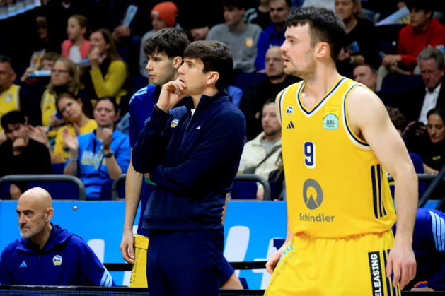 October 19, 2026, Germany, GER, DEU, Basketball, BBL Cup, Day 1, 2026–2027 Season, Berlin, ALBA Berlin vs. Bamberg HEAD COACH Pedro Calles, ALBA Berlin; JONAS MATTISSECK, ALBA Berlin 9; Nevio Bennefeld, ALBA Berlin 22; nordphoto GmbH, Engler Berlin, Uber Arena, Berlin, Germany Copyright: xNordphotox xEnglerx