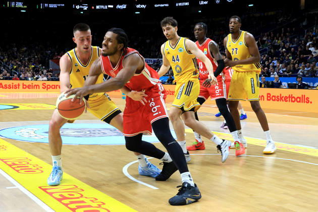 October 19, 2026, Germany, GER, DEU, Basketball, BBL Cup, Day 1, 2026–2027 Season, Berlin, ALBA Berlin vs. Bamberg, JOE WIESKAMP (ALBA Berlin) 11, JULIUS BOEHMER (ALBA Berlin) 44, Sima Fatty Yankuba (ALBA Berlin) 77, Jordan Wright (Bamberg) 3, Trevon Scott (Bamberg) 13, nordphoto GmbH, Engler Berlin, Uber Arena, Berlin, Germany Copyright: xNordphotox xEnglerx