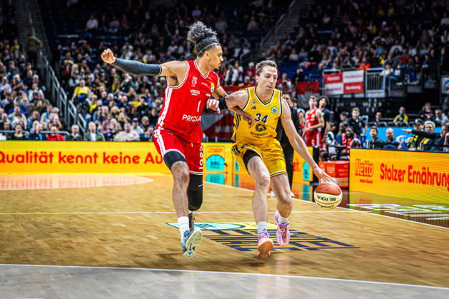 Basketball Berlin, October 19, 2026; 2026–2027 Season; Netto BBL Cup Round of 16; Alba Berlin; BMA365; Bamberg Baskets; Justin Bean; Alba Berlin, No. 34; Jonathan Bähre; Bamberg, No. 01; Baehre; Bahre