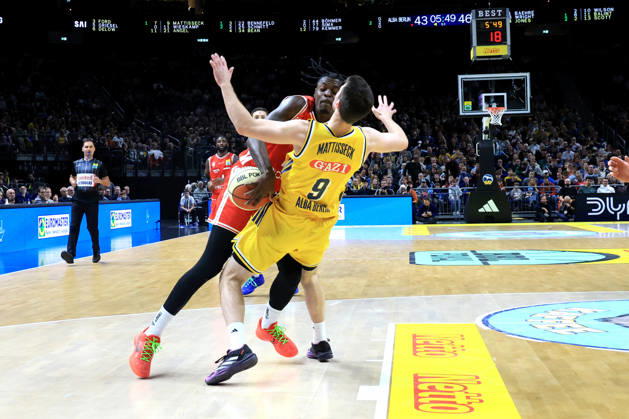 October 19, 2026, Germany, GER, DEU, Basketball, BBL Cup, Day 1, 2026–2027 Season, Berlin, ALBA Berlin vs. Bamberg, JONAS MATTISSECK (ALBA Berlin 9), Trevon Scott (Bamberg 13), nordphoto GmbH, Engler Berlin, Uber Arena, Berlin, Germany Copyright: xNordphotox xEnglerx