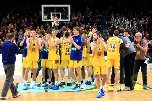 October 19, 2026, Germany, GER, DEU, Basketball, BBL Cup, Day 1, 2026–2027 Season, Berlin, ALBA Berlin vs. Bamberg ALBA Players, Cheering, Celebrating, Joy, Happiness, Happy, Positive Emotions, nordphoto GmbH Engler Berlin Uber Arena Berlin Germany Copyright: xNordphotox xEnglerx