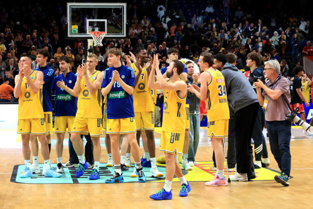 October 19, 2026, Germany, GER, DEU, Basketball, BBL Cup, Day 1, 2026–2027 Season, Berlin, ALBA Berlin vs. Bamberg ALBA Players, Cheering, Celebrating, Joy, Happiness, Happy, Positive Emotions, nordphoto GmbH Engler Berlin Uber Arena Berlin Germany Copyright: xNordphotox xEnglerx