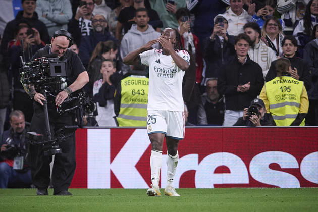 LaLiga - Real Madrid CF v Sevilla FC Real Madrid CF’s Yan Diomande celebrates a goal during La Liga match. October 18 ,2026. Photo by Ropero AlterPhotos ABACAPRESS.COM Madrid Madrid Spain Copyright: xRopero AlterPhotos ABACAx