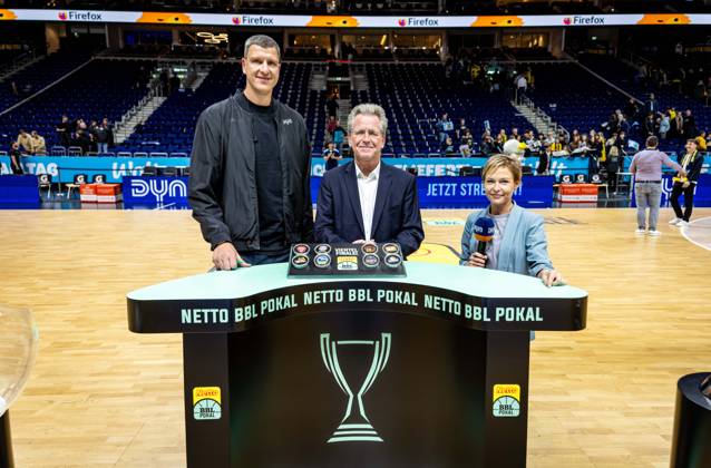 Basketball Berlin, October 19, 2026; 2026–2027 Season; Netto BBL Cup Round of 16; Alba Berlin; BMA365; Bamberg Baskets; Quarterfinal Draw; Patrick Femerling; Dr. Stefan Holz; Anett Sattler