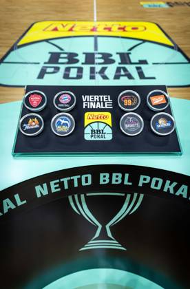 Basketball Berlin, October 19, 2026; 2026–2027 Season; Netto BBL Cup Round of 16; Alba Berlin; BMA365; Bamberg Baskets; Quarterfinal Draw; Matchups