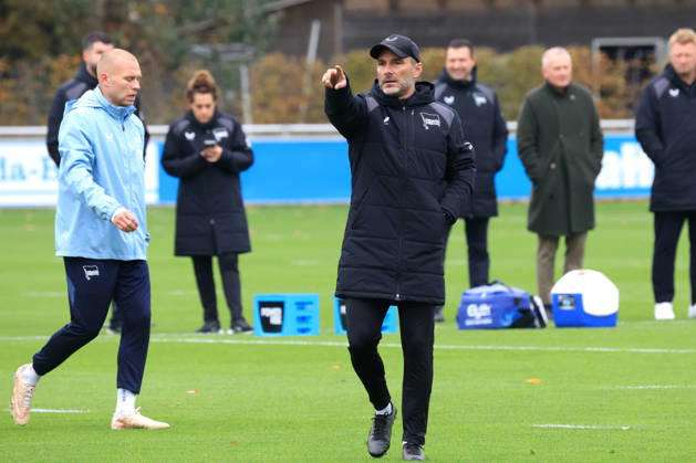 October 20, 2026, Germany, Soccer, 2. Bundesliga, 2026–2027 season, Sportforum, Hertha BSC, Head Coach Stefan Leitl of Hertha BSC Berlin, Jon Dagur Thorsteinsson of Hertha BSC Berlin, October 23, 2nd Division. DFB and DFL regulations prohibit any use of photographs as image sequences and or quasi-video. nordphoto GmbH, Engler, Berlin, Sportforum, Berlin, Germany Copyright: xNordphotox xEnglerx