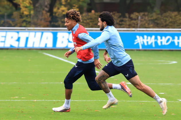 October 20, 2026, Germany, Soccer, 2. Bundesliga, 2026–2027 Season, Sportforum, Hertha BSC, Training: Oluwaseum Victor Adewumi (Hertha BSC Berlin 19), Kevin Sessa (Hertha BSC Berlin 8). DFB and DFL regulations prohibit any use of photographs as image sequences and or quasi-video. nordphoto GmbH, Engler, Berlin; Sportforum, Berlin, Germany Copyright: xNordphotox xEnglerx