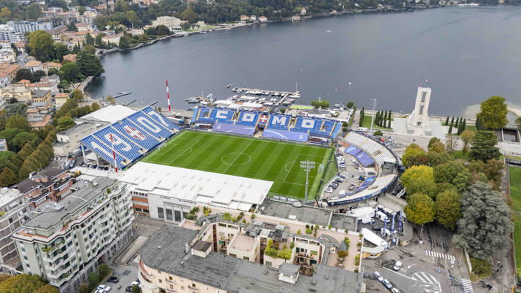 Como v Manchester United, ManU Champions League Ground aerial view outside and above the Stadium ahead of Como 1907 vs Manchester United, Giuseppe Sinigaglia Stadium, Como, Italy on 20 October 2026 Credit: Phil Duncan Every Second Media Editorial use only. All images are copyright Every Second Media Limited. No images may be reproduced without prior permission. Copyright: xIMAGO EveryxSecondxMediax ESM-2243-0005 PhilxDuncanx xEveryxSecondxMediax