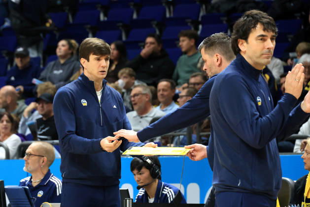 October 19, 2026, Germany, GER, DEU, Basketball, BBL Cup, Day 1, 2026–2027 Season, Berlin, ALBA Berlin vs. Bamberg Head Coach Pedro Calles (ALBA Berlin), Assistant Coach Sebastian Trzcionka (ALBA Berlin), nordphoto GmbH, Engler Berlin, Uber Arena, Berlin, Germany Copyright: xNordphotox xEnglerx