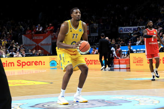 October 19, 2026, Germany, GER, DEU, Basketball, BBL Cup, Day 1, 2026–2027 Season, Berlin, ALBA Berlin vs. Bamberg, free throw by Sima Fatty Yankuba, ALBA Berlin 77, nordphoto GmbH, Engler, Berlin, Uber Arena, Berlin, Germany Copyright: xNordphotox xEnglerx