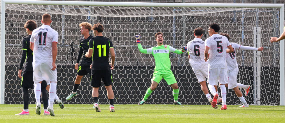 October 20, 2026, Stuttgart, U19 Champions League, 2026–2027 season, U19 Youth League: VfB Stuttgart vs. Atlético Madrid, Tom Walz, VfB celebrates, celebration