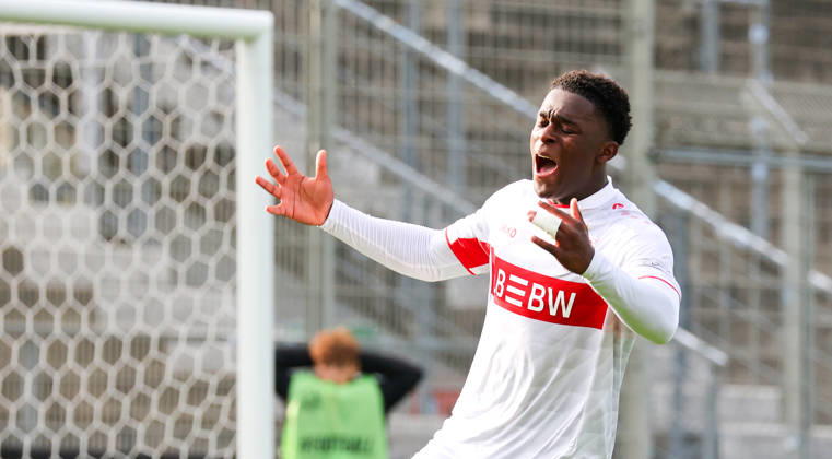 October 20, 2026, Stuttgart, U19 Champions League, 2026–2027 season, U19 Youth League: VfB Stuttgart vs. Atlético Madrid, Brayann Kenmoe (VfB)