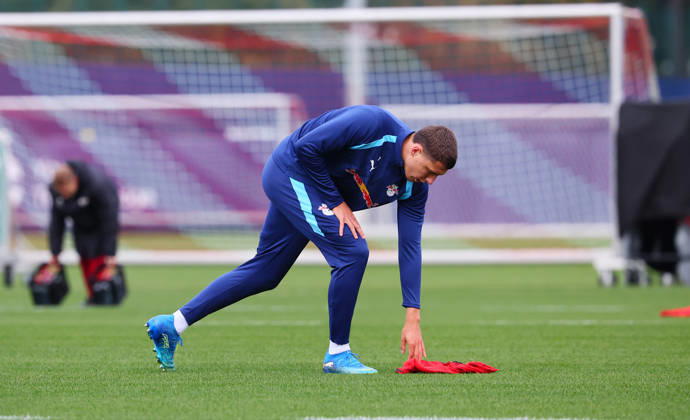 RB Leipzig Training: Champions League, Leipzig, October 20, 2026, RB Academy, UEFA Champions League, RB Leipzig s final training session the day before Real Madrid vs. RB Leipzig; pictured: Maxime Esteve 3, RB Leipzig, Picture Point