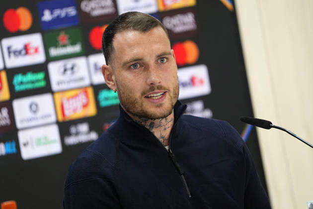 RB Leipzig s David Raum in press conference, PK, Pressekonferenz after raining session prior to the Champions League round 3 match against Real Madrid CF. October 20 2026. (20261020780)