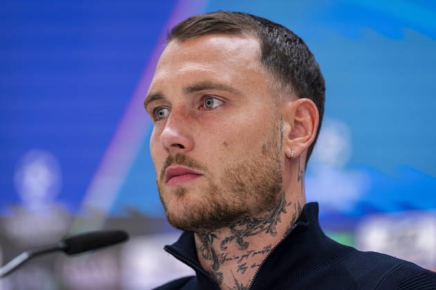 RB Leipzig Training Session And press conference, PK, Pressekonferenz - UEFA Champions League 2026 27 League Phase MD3 MADRID, SPAIN - OCTOBER 20: David Raum of RB Leipzig speaks during the press conference on day ahead of the UEFA Champions League 2026 27 League Phase MD3 at Estadio Bernabeu on October 20, 2026 in Madrid, Spain. Madrid Estadio Bernabeu Madrid Spain Copyright: xAlbertoxGardinx AGardin_20261020_Leipzig_Press_0098