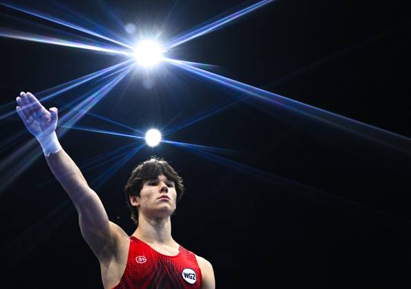 Netherlands Artistic Gymnastics World Championships 9269176 20.10.2026 Savelii Sieedin of Team World Gymnastics Neutral Athletes 2 competes on the pommel horse during the men s team final of the 2026 World Artistic Gymnastics Championships in Rotterdam, the Netherlands. Alexey Filippov Sputnik Rotterdam Netherlands  Copyright: xAlexeyxFilippovx