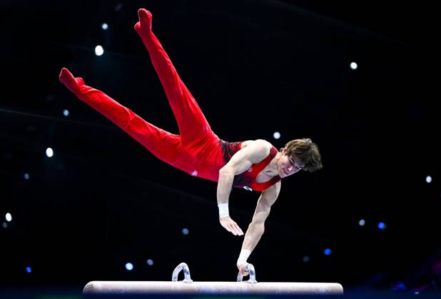 Netherlands Artistic Gymnastics World Championships 9269177 20.10.2026 Savelii Sieedin of Team World Gymnastics Neutral Athletes 2 competes on the pommel horse during the men s team final of the 2026 World Artistic Gymnastics Championships in Rotterdam, the Netherlands. Alexey Filippov Sputnik Rotterdam Netherlands  Copyright: xAlexeyxFilippovx