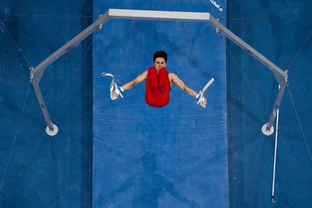 October 20, 2026: Arsenii Dukhno of Russia competes on the parallel bars during the men’s team final on day four of the 2026 Artistic Gymnastics World Championships on October 20, 2026 in Rotterdam. Photo by Joel Marklund, BILDBYRÅN. Code: JM JM0861 bbeng artistic gymnastics gymnastics world championships team final  Copyright: JOELxMARKLUND BB261020JM008