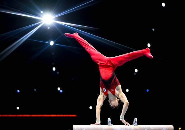 Netherlands Artistic Gymnastics World Championships 9269190 20.10.2026 Arsenii Dukhno of Team World Gymnastics Neutral Athletes 2 competes on the pommel horse during the men s team final of the 2026 World Artistic Gymnastics Championships in Rotterdam, the Netherlands. Alexey Filippov Sputnik Rotterdam Netherlands  Copyright: xAlexeyxFilippovx