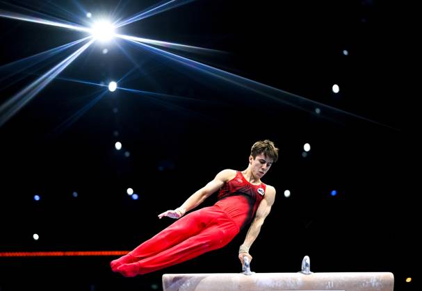 Netherlands Artistic Gymnastics World Championships 9269193 20.10.2026 Arsenii Dukhno of Team World Gymnastics Neutral Athletes 2 competes on the pommel horse during the men s team final of the 2026 World Artistic Gymnastics Championships in Rotterdam, the Netherlands. Alexey Filippov Sputnik Rotterdam Netherlands  Copyright: xAlexeyxFilippovx