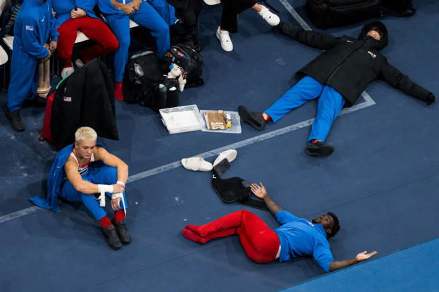 261020 Athletes from Team United States during the men’s team final on day four of the 2026 Artistic Gymnastics World Championships on October 20, 2026 in Rotterdam. Photo by Joel Marklund, BILDBYRÅN. Code: JM JM0861 bbeng artistic gymnastics gymnastics world championships team final  Copyright: JOELxMARKLUND BB261020JM011