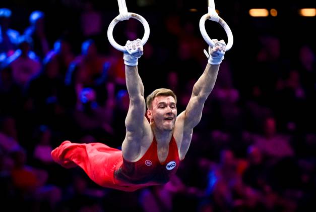 Netherlands Artistic Gymnastics World Championships 9269264 20.10.2026 Daniel Marinov of Team World Gymnastics Neutral Athletes 2 competes on the rings during the men s team final of the 2026 World Artistic Gymnastics Championships in Rotterdam, the Netherlands. Alexey Filippov Sputnik Rotterdam Netherlands  Copyright: xAlexeyxFilippovx