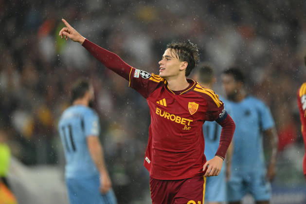 AS Roma v Slovan Bratislava - UEFA Champions League ROME, ITALY - OCTOBER 20 : Nicolo’ Pisilli of AS Roma celebrates after scoring a goal during the Champions League match between AS Roma and Slovan Bratislava at Stadio Olimpico on October 20 ,2026 in Rome, Italy. Claudio Pasquazi Anadolu Rome Italy. Editorial use only. Please get in touch for any other usage.  Copyright: x2026xAnadoluxClaudioxPasquazix