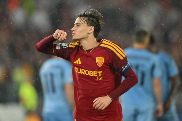 AS Roma v Slovan Bratislava - UEFA Champions League ROME, ITALY - OCTOBER 20 : Nicolo’ Pisilli of AS Roma celebrates after scoring a goal during the Champions League match between AS Roma and Slovan Bratislava at Stadio Olimpico on October 20 ,2026 in Rome, Italy. Claudio Pasquazi Anadolu Rome Italy. Editorial use only. Please get in touch for any other usage.  Copyright: x2026xAnadoluxClaudioxPasquazix