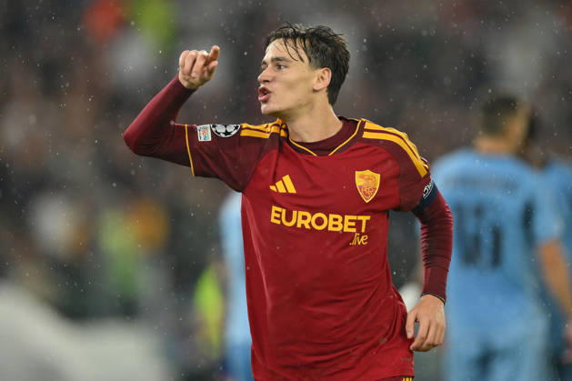 AS Roma v Slovan Bratislava - UEFA Champions League ROME, ITALY - OCTOBER 20 : Nicolo’ Pisilli of AS Roma celebrates after scoring a goal during the Champions League match between AS Roma and Slovan Bratislava at Stadio Olimpico on October 20 ,2026 in Rome, Italy. Claudio Pasquazi Anadolu Rome Italy. Editorial use only. Please get in touch for any other usage.  Copyright: x2026xAnadoluxClaudioxPasquazix