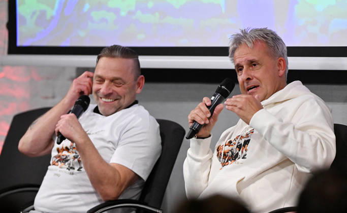 Football: an event featuring Pierre Littbarski and Thomas Häßler in Cologne