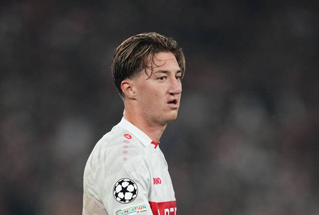 Angelo Stiller of VfB Stuttgart during the match between VfB Stuttgart and Atlético Madrid in the group stage of the UEFA Champions League at MHPArena in Stuttgart, Germany, on October 20, 2026. DeFodi Images