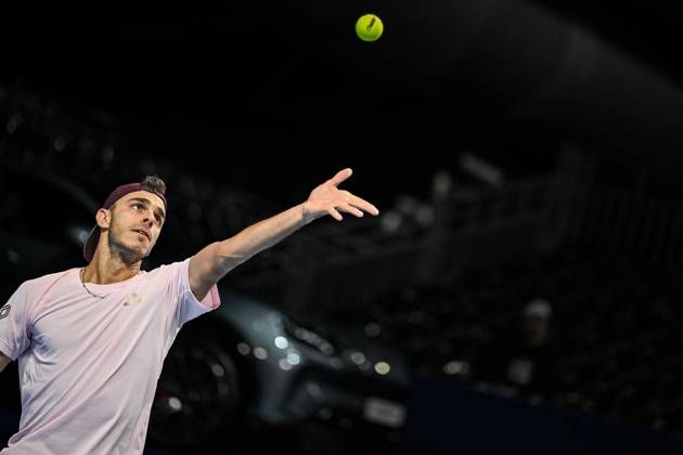 Francisco Cerundolo of Argentina pictured in action during the European Open ATP, Tennis Herren tennis tournament in Brussels, on 21 October. This year s edition of the tournament is taking place from 17 to 25 October DAVIDxPINTENS  x190474615x