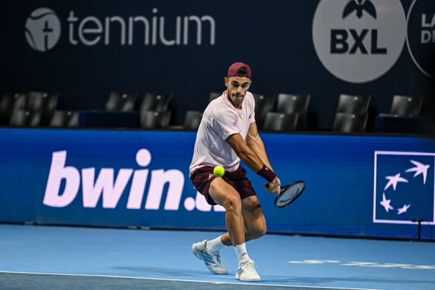 Francisco Cerundolo of Argentina pictured in action during the European Open ATP, Tennis Herren tennis tournament in Brussels, on 21 October. This year s edition of the tournament is taking place from 17 to 25 October DAVIDxPINTENS  x190474638x