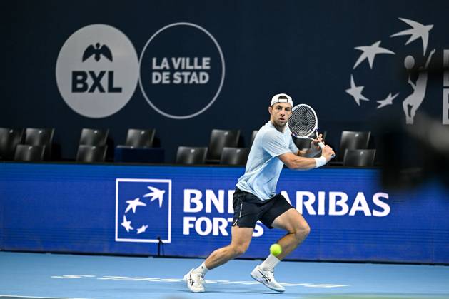 Tallon Griekspoor of the Netherlands pictured in action during the European Open ATP, Tennis Herren tennis tournament in Brussels, on 21 October. This year s edition of the tournament is taking place from 17 to 25 October DAVIDxPINTENS  x190497727x