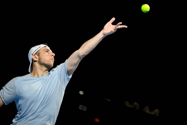 Tallon Griekspoor of the Netherlands pictured in action during the European Open ATP, Tennis Herren tennis tournament in Brussels, on 21 October. This year s edition of the tournament is taking place from 17 to 25 October DAVIDxPINTENS  x190497795x