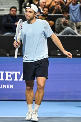 Tallon Griekspoor of the Netherlands celebrate after winning during the European Open ATP, Tennis Herren tennis tournament in Brussels, on 21 October. This year s edition of the tournament is taking place from 17 to 25 October DAVIDxPINTENS  x190497867x